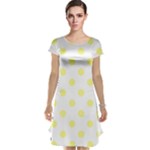 Polka Dots - Pastel Yellow on White Cap Sleeve Nightdress