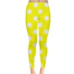 Polka Dots - White on Yellow Women s Leggings