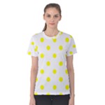 Polka Dots - Yellow on White Women s Cotton Tee