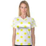 Polka Dots - Yellow on White Women s V-Neck Sport Mesh Tee