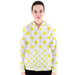 Polka Dots - Yellow on White Women s Zipper Hoodie