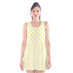 Polka Dots - Yellow on White Scoop Neck Skater Dress