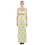 Polka Dots - Yellow on White Maxi Thigh Split Dress