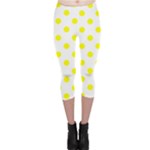 Polka Dots - Yellow on White Capri Leggings