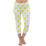 Polka Dots - Yellow on White Capri Winter Leggings