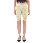 Polka Dots - Yellow on White Yoga Cropped Leggings