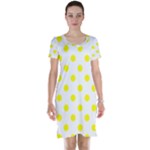 Polka Dots - Yellow on White Short Sleeve Nightdress