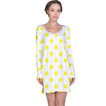 Polka Dots - Yellow on White Long Sleeve Nightdress