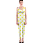 Polka Dots - Yellow on White OnePiece Catsuit