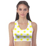 Polka Dots - Yellow on White Women s Sports Bra