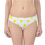 Polka Dots - Yellow on White Hipster Bikini Bottoms