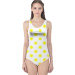 Polka Dots - Yellow on White One Piece Swimsuit