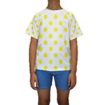 Polka Dots - Yellow on White Kid s Short Sleeve Swimwear