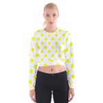 Polka Dots - Yellow on White Women s Cropped Sweatshirt