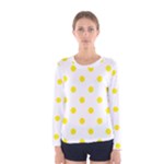 Polka Dots - Canary Yellow on White Women s Long Sleeve T-shirt