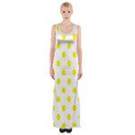 Polka Dots - Canary Yellow on White Maxi Thigh Split Dress