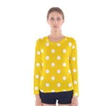 Polka Dots - White on Gold Yellow Women s Long Sleeve T-shirt