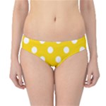 Polka Dots - White on Gold Yellow Hipster Bikini Bottoms