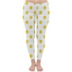 Polka Dots - Gold Yellow on White Winter Leggings