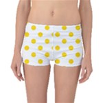 Polka Dots - Gold Yellow on White Boyleg Bikini Bottoms