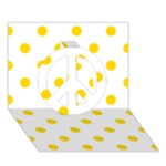 Polka Dots - Gold Yellow on White Peace Sign 3D Greeting Card (7x5)