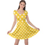 Polka Dots - White on Banana Yellow Cap Sleeve Dress