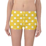 Polka Dots - White on Banana Yellow Reversible Boyleg Bikini Bottoms