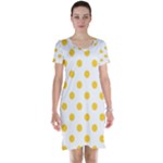 Polka Dots - Banana Yellow on White Short Sleeve Nightdress