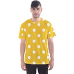 Polka Dots - White on Deep Lemon Yellow Men s Sport Mesh Tee