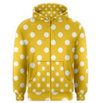 Polka Dots - White on Deep Lemon Yellow Men s Zipper Hoodie