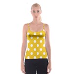 Polka Dots - White on Deep Lemon Yellow Spaghetti Strap Top