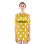 Polka Dots - White on Deep Lemon Yellow Women s Cutout Shoulder Dress