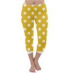 Polka Dots - White on Deep Lemon Yellow Capri Winter Leggings