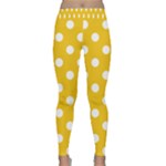 Polka Dots - White on Deep Lemon Yellow Yoga Leggings