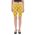 Polka Dots - White on Deep Lemon Yellow Yoga Cropped Leggings