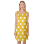 Polka Dots - White on Deep Lemon Yellow Sleeveless Satin Nightdress