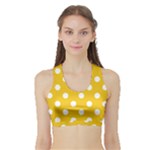 Polka Dots - White on Deep Lemon Yellow Women s Sports Bra with Border