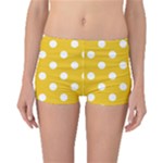 Polka Dots - White on Deep Lemon Yellow Boyleg Bikini Bottoms