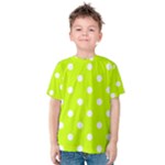 Polka Dots - White on Fluorescent Yellow Kid s Cotton Tee