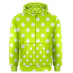 Polka Dots - White on Fluorescent Yellow Men s Zipper Hoodie