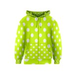 Polka Dots - White on Fluorescent Yellow Kid s Zipper Hoodie