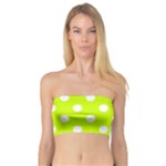 Polka Dots - White on Fluorescent Yellow Bandeau Top