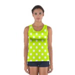 Polka Dots - White on Fluorescent Yellow Women s Sport Tank Top