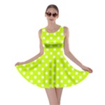 Polka Dots - White on Fluorescent Yellow Skater Dress