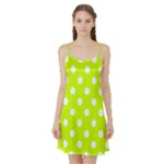 Polka Dots - White on Fluorescent Yellow Satin Night Slip