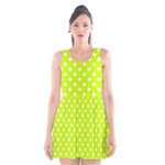 Polka Dots - White on Fluorescent Yellow Scoop Neck Skater Dress