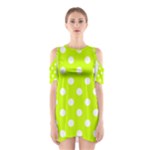 Polka Dots - White on Fluorescent Yellow Women s Cutout Shoulder Dress