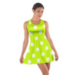 Polka Dots - White on Fluorescent Yellow Cotton Racerback Dress