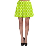 Polka Dots - White on Fluorescent Yellow Skater Skirt