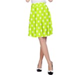 Polka Dots - White on Fluorescent Yellow A-Line Skirt